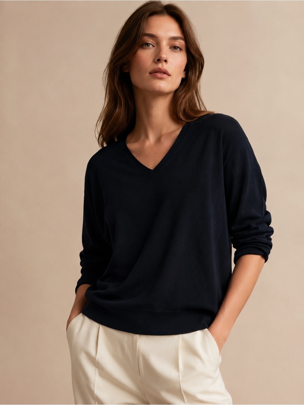 Michael Kors Women's V-Neck Sweater in Navy